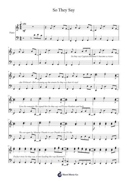 So They Say Sheet Music by Joss Whedon/Jed Whedon-Arr.Bercob