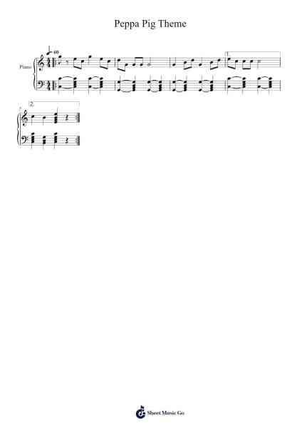 Peppa Pig Theme Sheet Music by Misc Cartoons-Arr.Milnett