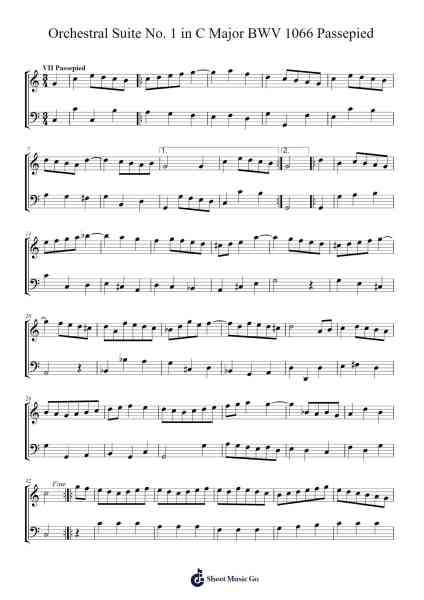 Orchestral Suite No. 1 in C Major, BWV 1066: VII. Passepied Sheet Music by Johann Sebastian Bach-Arr.Osger