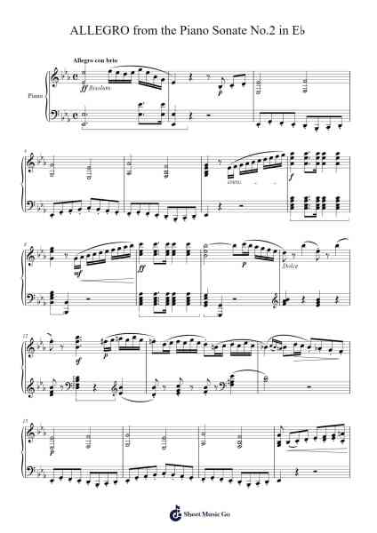 Piano Sonata No. 2 in E-flat Major, Op. 13: I. Allegro Sheet Music by Johann Nepomuk Hummel-Arr.Holmesney Cliffcol