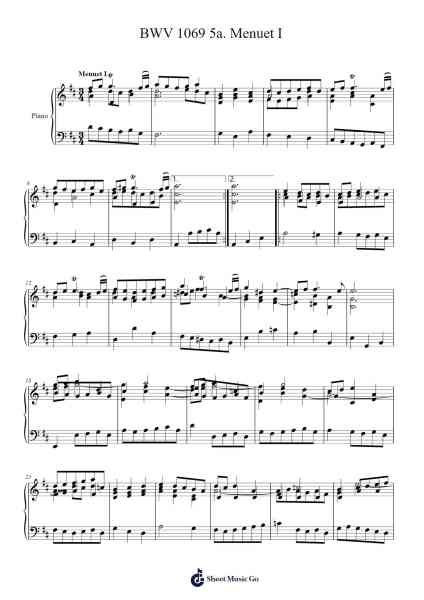 Orchestral Suite No. 4 in D Major, BWV 1069: V. Menuet I Sheet Music by Johann Sebastian Bach-Arr.Maurald