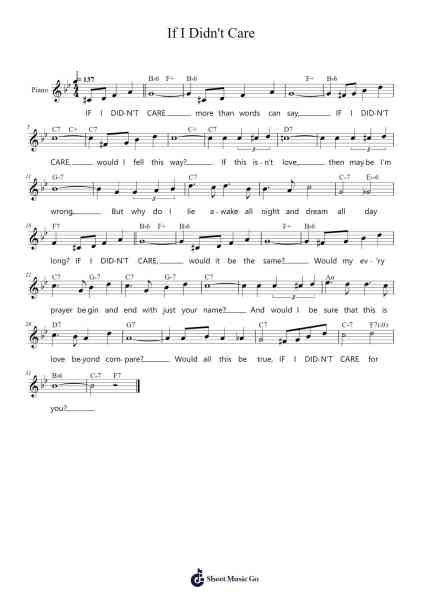 If I Didn't Care Sheet Music by The Ink Spots-Arr.Aumeo Glennrine