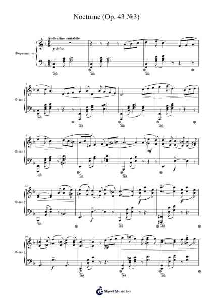 Nocturne Op. 43 No. 3 Sheet Music by Zygmunt Noskowski-Arr.Lautus Phichad