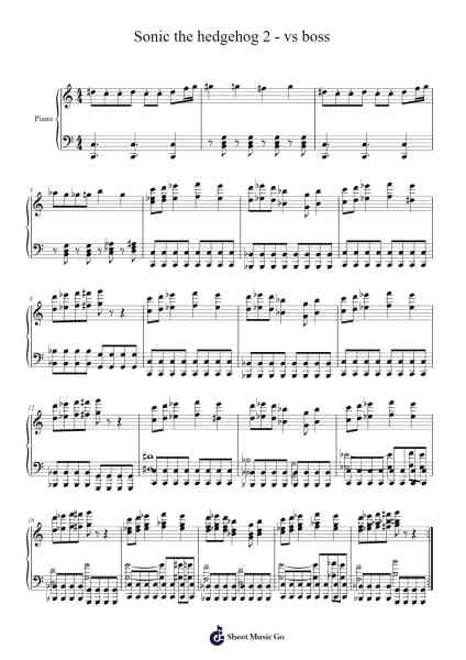 Sonic the hedgehog 2 - vs boss Sheet Music by Masato Nakamura-Arr.Bulgy Boylebaird