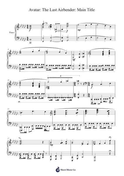 Avatar: The Last Airbender: Main Title Sheet Music by Jeremy Zuckerman-Arr.Bulwatt Beergrant