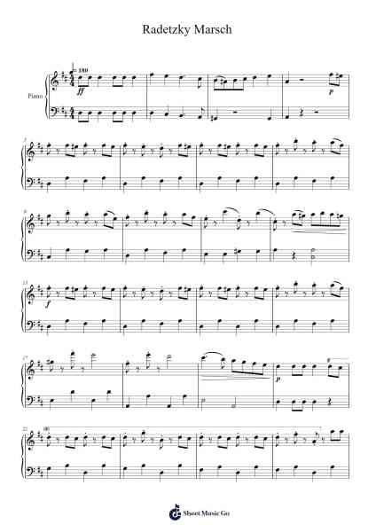 Radetzky Marsch, Op. 228 "easy" Sheet Music by Johann Strauss Sr.-Arr.Sherrah Birroll