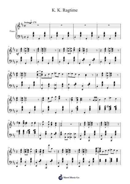 K. K. Ragtime Sheet Music by Kazumi Totaka-Arr.Ianlay Hullee