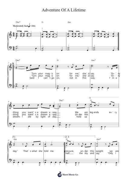 Adventure Of A Lifetime Sheet Music by Coldplay-Arr.Kylejy Burrene