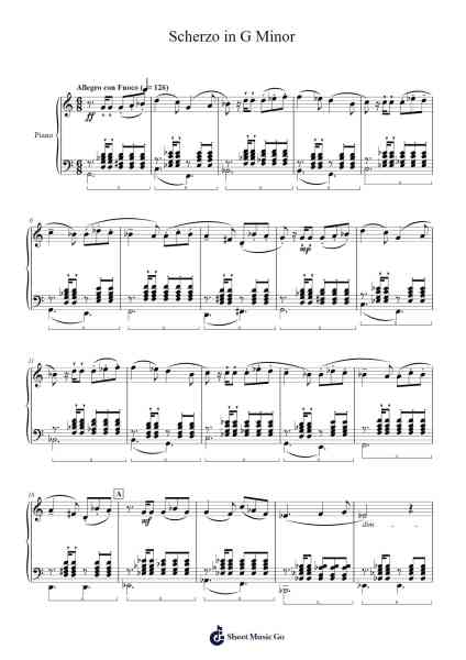 Scherzo in G Minor Sheet Music by Wrightrol Radair-Arr.Quinliet
