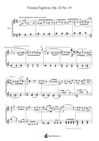 Visions Fugitives, Op. 22 No. 19 Sheet Music by Sergei Prokofiev-Arr.Sajoy