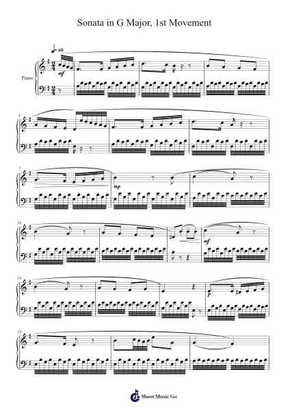 Sonata in G Major, 1st Movement Sheet Music by rayzh1106-Arr.Tabbeth Kentthune