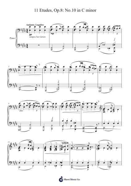 11 Etudes, Op. 8: No. 10 in D-flat Major Sheet Music by Viktor Kosenko-Arr.Blabott
