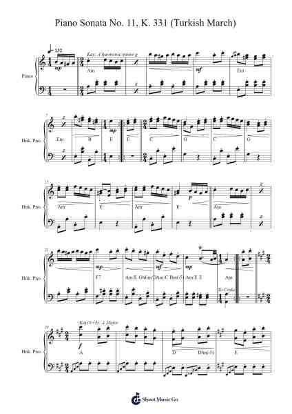 Piano Sonata No. 11 in A Major, K. 331: III. Rondo Alla Turca Sheet Music by Wolfgang Amadeus Mozart-Arr.Kyletus Stanchloe