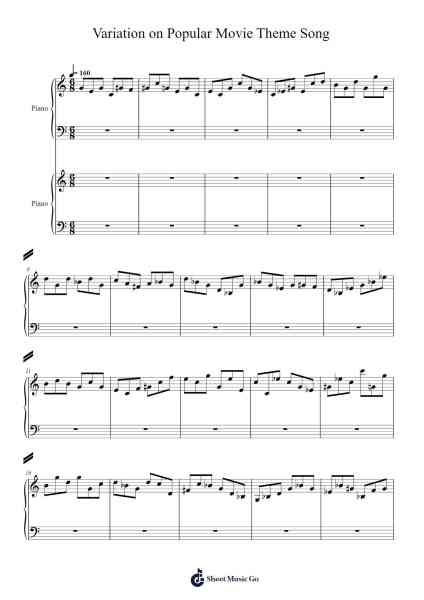 Variation on Popular Movie Theme Song Sheet Music by jmk777-Arr.Jantia