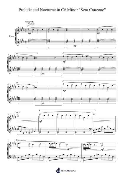 Prelude and Nocturne for the Left Hand in C-Sharp Minor, Op. 9: Nocturne "Sera Canzone" Sheet Music by W.T.S.-Arr.Quintle