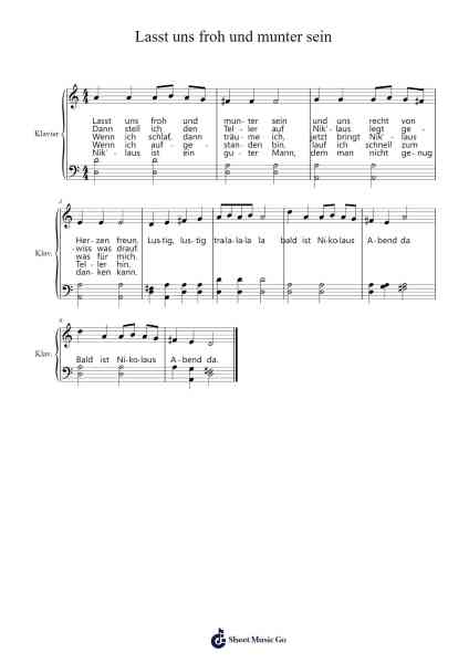 Lasst uns froh und munter sein 乐谱由 Misc Traditional - 编曲 Joanbar Crichniel