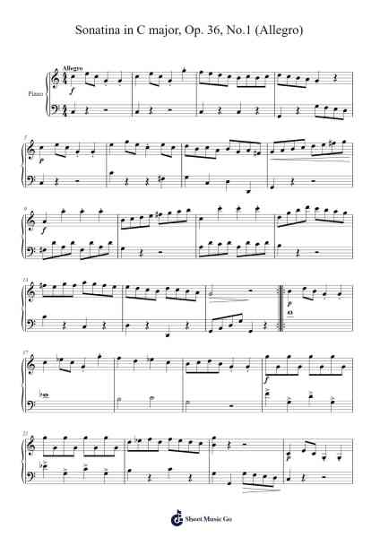Sonatina in C Major, Op. 36, No. 1: I. Allegro Sheet Music by Muzio Clementi-Arr.Lilrald