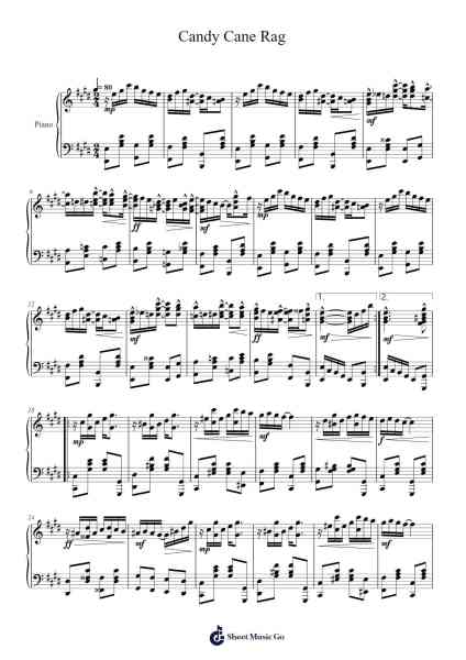 Candy Cane Rag Sheet Music by Stilkim-Arr.Jesine