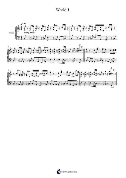 World 1 Sheet Music by Koji Kondo-Arr.Tedget Milrol