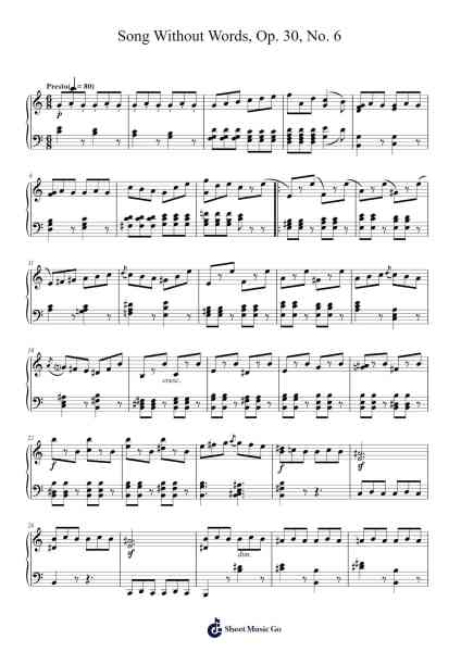 Song Without Words, Op. 30, No. 6 Sheet Music by Felix Mendelssohn-Arr.Taters Jonkyle