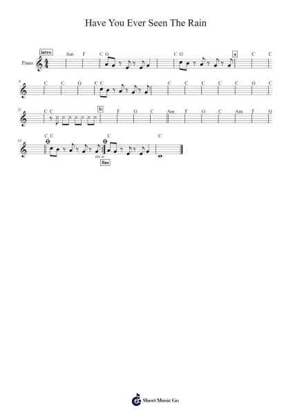 Have You Ever Seen The Rain Sheet Music by Creedence Clearwater Revival-Arr.Beernoel Oisensharp
