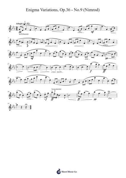 Enigma Variations, Op. 36: IX. Nimrod Sheet Music by Sir Edward Elgar-Arr.Wobob Lonray