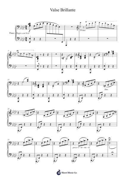 Valse Brillante in E Major, Op. 34 - Moszkowski (Piano Four Hands - Secondo) Sheet Music by Moritz Moszkowski-Arr.Clagen