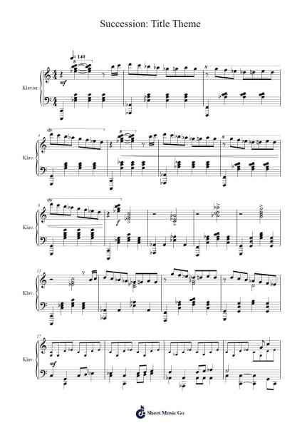 Succession: Title Theme Sheet Music by Nicholas Britell-Arr.Tenings