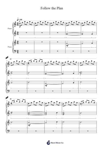 Follow the Plan Sheet Music by Ryan Ricks-Arr.Beauyule
