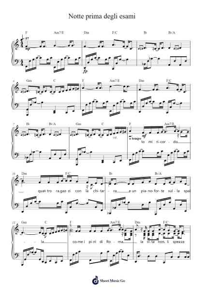 Notte prima degli esami Sheet Music by Unknown author-Arr.Hagpold