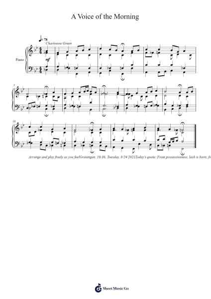 A Voice of the Morning Sheet Music by Toursbur-Arr.Beague Kinglor