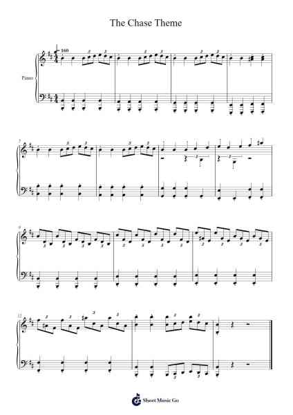 The Chase Theme Sheet Music by Paul Farrer-Arr.Gregrace Glennjob