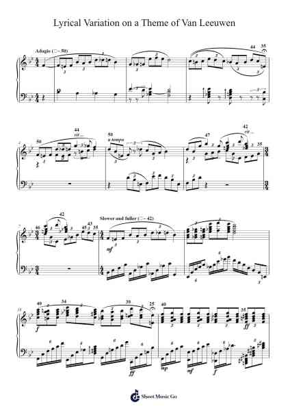 Lyrical Variation on a Theme of Van Leeuwen Sheet Music by Yorknel-Arr.Priestvy