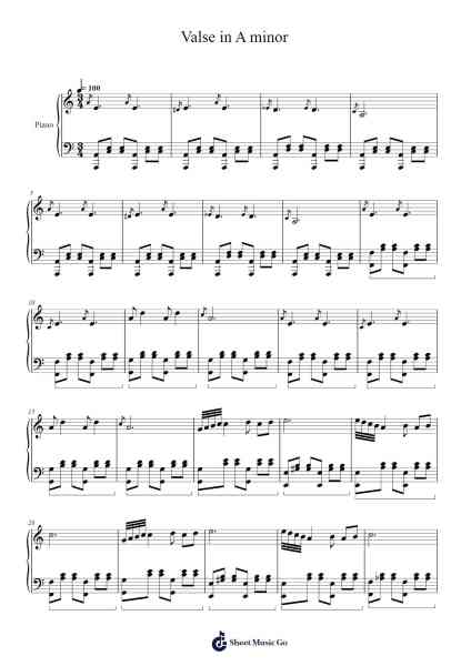 Valse in A minor 乐谱由 Wooldys Clyty - 编曲 Fowcoln