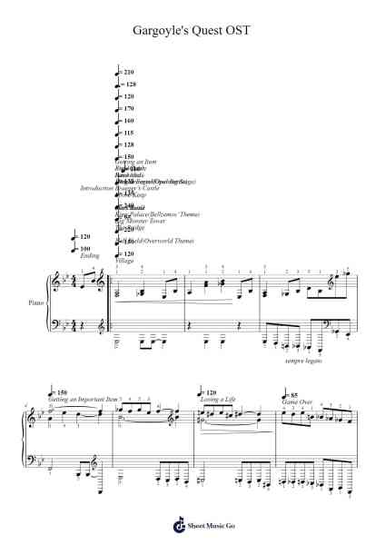Gargoyle's Quest OST Sheet Music by Harumi Fujita/Yoko Shimomura-Arr.Rilins Asxe