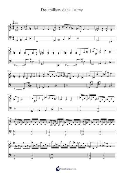 Des milliers de je t' aime Sheet Music by Slimane-Arr.Manbeard Lylaine