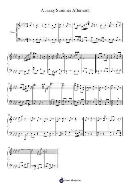 A Jazzy Summer Afternoon Sheet Music by Ariana O'Donnell-Arr.Hudfitch Terleign
