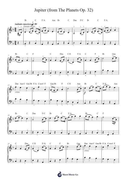 The Planets, Op. 32: IV. Jupiter, the Bringer of Jollity Sheet Music by Gustav Holst-Arr.Jenphens Brownvien