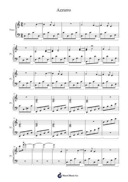 Azzurro Sheet Music by -Arr.Prupert Cookegram