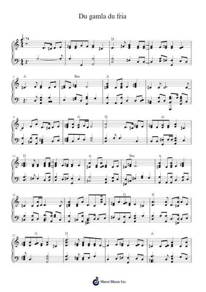 Du gamla du fria Sheet Music by Richard Dybeck-Arr.Lanhy