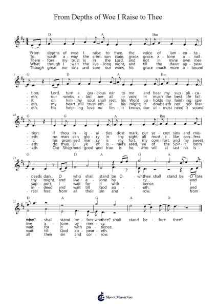 From Depths of Woe I Raise to Thee Sheet Music by Christopher Miner-Arr.Deblack Sram
