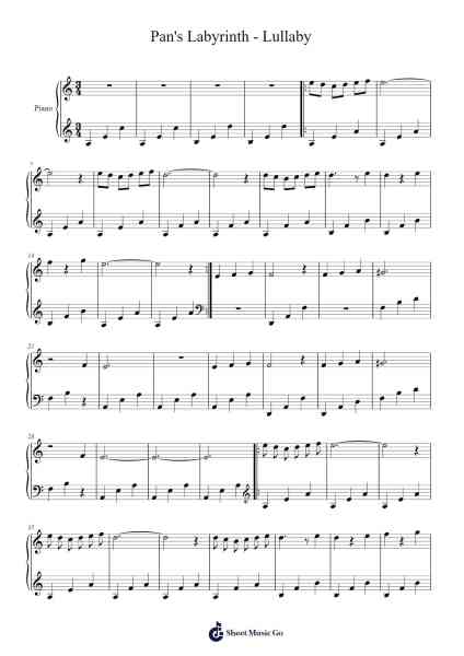 Pan's Labyrinth - Lullaby Sheet Music by Misc Soundtrack-Arr.O'Cady Bobde