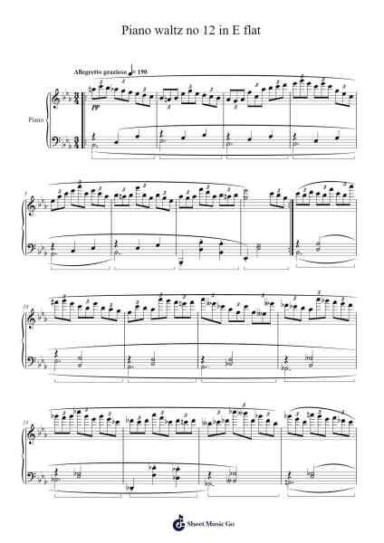 Piano Waltz No. 12 in E Flat Sheet Music by Mattnat Bingtine-Arr.Bunjoan Payley
