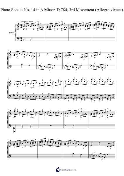 Piano Sonata No. 14 in A Minor, D.784, 3rd Movement (Allegro vivace) Sheet Music by Franz Schubert-Arr.Huce Earlville
