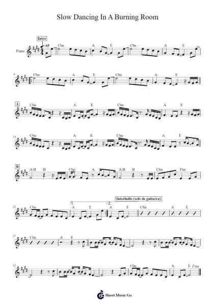 Slow Dancing In A Burning Room Sheet Music by John Mayer-Arr.Leifclaire Frankbrooke