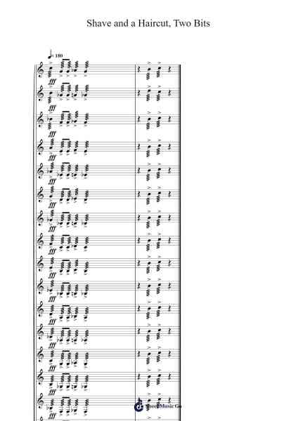 Shave and a Haircut, Two Bits Sheet Music by Eipscam Lynpham-Arr.Toutpeg