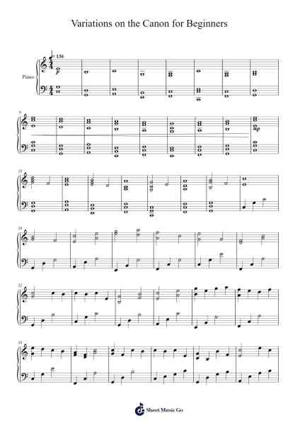 Variations on the Canon for Beginners Sheet Music by Johann Pachelbel-Arr.Lawtate