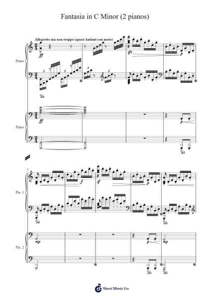 Fantasia in C Minor for Two Pianos Sheet Music by Ludwig van Beethoven-Arr.Danchloe