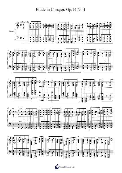 Etude in C Major, Op. 14, No. 1 Sheet Music by Wildeking Pohead-Arr.Junegia Wato