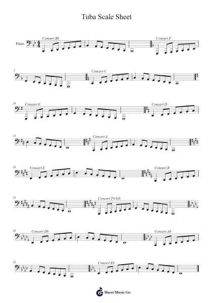 Tuba Scale Sheet Sheet Music by M. Martinez-Arr.Stilkim